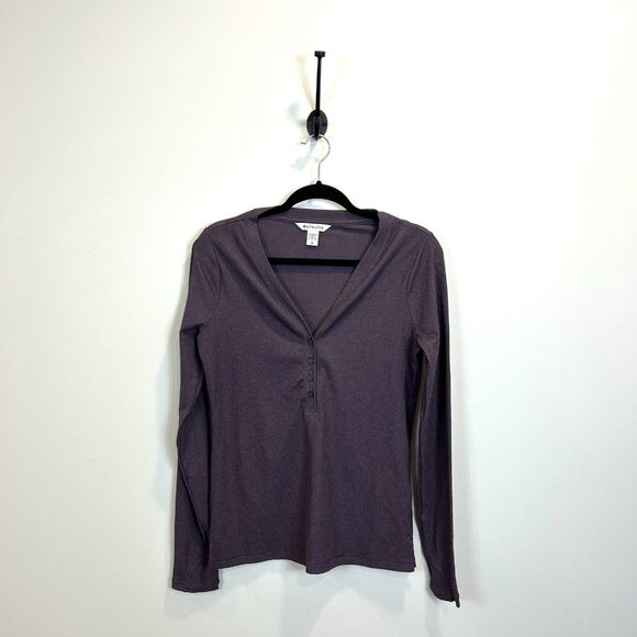 Athleta Uptempo Ribbed Henley Top Minimalistic Purple Medium 981737 - Picture 1 of 11
